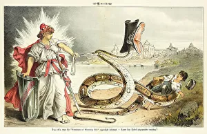 Cartoon from Puck, between 1880 and 1889. Creators: Joseph Keppler, Bernhard Gillam