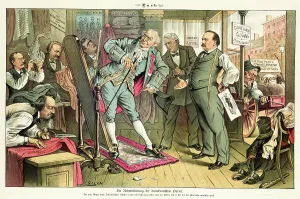 Tailors Shop Prints: Cartoon from Puck, between 1880 and 1889. Creators: Joseph Keppler, Bernhard Gillam