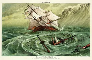 Sinking Prints: Cartoon from Puck, between 1880 and 1889. Creators: Joseph Keppler, Bernhard Gillam