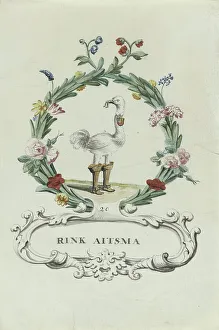 Cartouche Prints: Cartoon of Rink Aitsma, 1710-1720. Creator: Anon