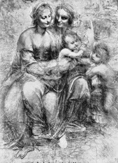 Cartoon of St Anne with Madonna and Child and St John, 15th century (1930).Artist: Leonardo da Vinci