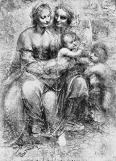 Virgin Mother Collection: Cartoon of St Anne with Madonna and Child and St John, 15th century (1930).Artist: Leonardo da Vinci