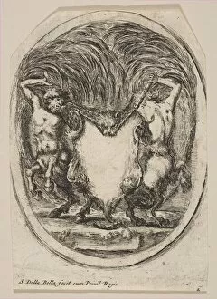Centaur Gallery: Cartouche Formed by a Tiger Skin Flanked by Two Centaurs, 1647