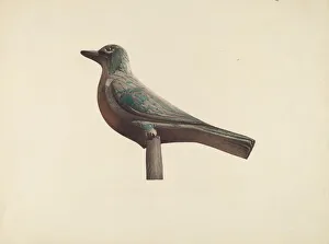 Pohle Robert Prints: Carved Bird, Garden Decoration, c. 1939. Creator: Robert Pohle