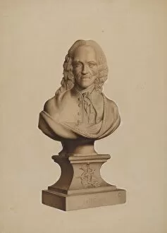 Carved Bust of Voltaire, c. 1937. Creator: Joseph Goldberg