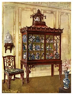 Edwin Foley Gallery: Carved china case in Chippendales Chinese manner, 1911-1912.Artist: Edwin Foley