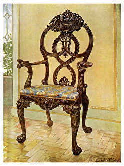 Edwin Foley Gallery: Carved early Chippendale chairmans chair, 1911-1912.Artist: Edwin Foley