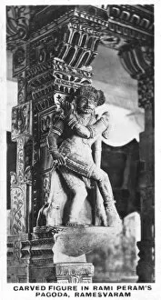 Carved figure in Rami Perams Pagoda, Ramesvaram, India, c1925