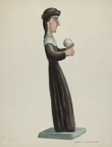 Na And Xef Prints: Carved and Painted Santo - Santa Rita, 1935 / 1942. Creator: Majel G. Claflin