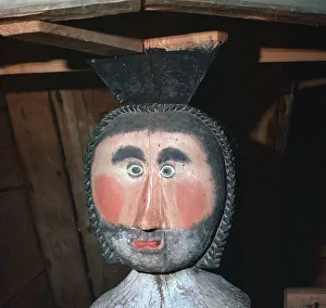 Carved and painted wooden figure from a church in Finland, 18th century