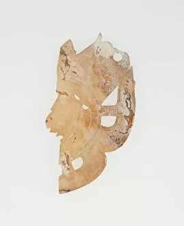 Broken Gallery: Carved Shell Depicting the Profile Face of Diety (Broken), A.D. 250 / 900. Creator: Unknown