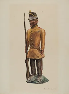 Samuel W Prints: Carved Soldier, c. 1939. Creator: Samuel W. Ford