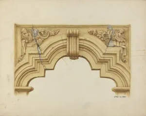 Carved Stone Arch Over Doorway, c. 1939. Creator: Emile Cero Carved Stone Arch Over Doorway, c. 1939. Creator: Emile Cero
