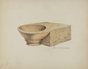 Wash Basin Prints: Carved Stone was Basin, c. 1939. Creator: Rose Campbell-Gerke