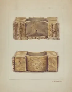 Carved Stone Wash Basin at Carmel Mission, 1938. Creator: Gordena Jackson