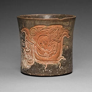Mythological Collection: Carved Vessel Depicting a Lord Wearing a Water-Lily Headdress, A.D. 600 / 800