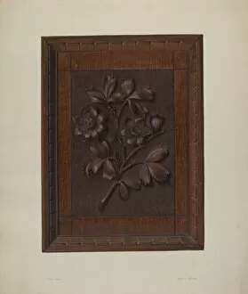 Clyde L Collection: Carved Wood Panel, 1935 / 1942. Creator: Clyde L. Cheney