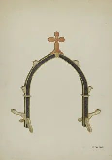 Wood Carving Gallery: Carved Wooden Candleholder, c. 1939. Creator: Vera Van Voris