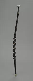 Walking Stick Collection: Carved wooden cane owned by Carl Brashear, after 1966. Creator: Unknown