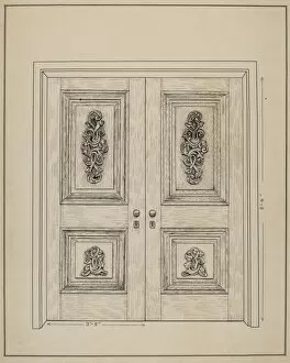 Carved Wooden Door, c. 1936. Creator: Ray Price