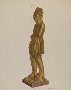 Tallman Verna Prints: Carved Wooden Indian, c. 1938. Creator: Verna Tallman