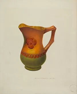 Edwards William H Collection: Carved Wooden Pitcher, c. 1940. Creator: William H Edwards