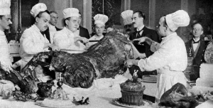 Beef Prints: Carving a side of beef at the annual banquet at the Guildhall, London, 1926-1927