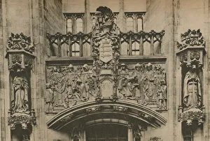 Charter Collection: Carving in Stone Beneath the Middlesex Coat of Arms at the Guildhall, Westminster, c1935