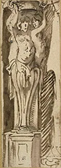 Jakob Jordaens Prints: Three Caryatids Supporting a Basket, n