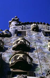 Antoni Gallery: Casa Batllo, designed by Antoni Gaudi. Detail of the balconies on the facade