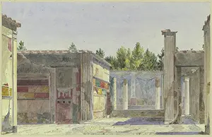 Fresco Prints: The Casa di Sallustio and surrounding ruins in Pompeii