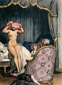 Undressing Prints: Casanova with Madame Baret, 1932. Creator: Auguste Leroux