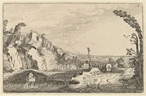 Jan Vanden Velde Prints: Cascade under a Stone Bridge, c. 1616. Creator: Jan van de Velde II