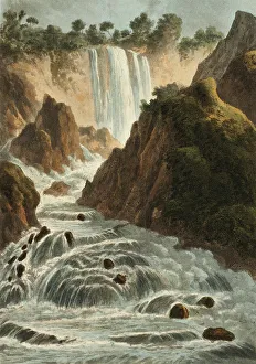 Aquatinthand Coloured Aquatint On Paper Gallery: Cascade of Terni, plate fourteen from the Ruins of Rome, March 28, 1798