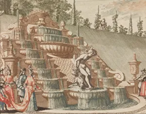 Sculptures Prints: De Cascade van Narcissus, aan de Oost-zyde van de Groote Tuin