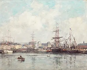 Eugene Boudin Prints: Casimir Delavigne Basin at Le Havre, 1874. Creator: Eugene Louis Boudin