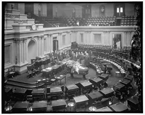 Casket in Capitol, 1914. Creator: Harris & Ewing. Casket in Capitol, 1914. Creator: Harris & Ewing