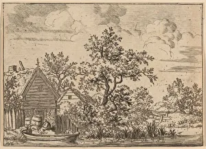 Two Casks in Front of a Cottage, probably c. 1645 / 1656. Creator: Allart van Everdingen