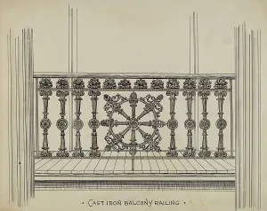 Cast Iron Balcony Rail, c. 1936. Creator: Lucien Verbeke