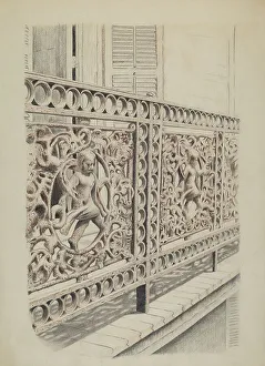 Price Ray Prints: Cast Iron Balcony Rail, c. 1936. Creator: Ray Price