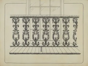 Price Ray Prints: Cast Iron Balcony Rail, c. 1936. Creator: Ray Price