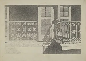 Balcony Rail Prints: Cast Iron Balcony Rail, c. 1936. Creator: Arelia Arbo