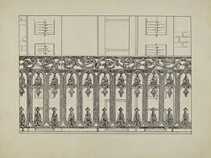 Balcony Rail Prints: Cast Iron Balcony Rail, c. 1936. Creator: Arelia Arbo