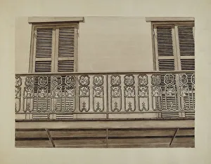 Balcony Rail Prints: Cast Iron Balcony Rail, c. 1936. Creator: Lucien Verbeke