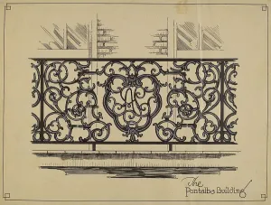 Artists Notes Prints: Cast Iron Balcony Rail, c. 1936. Creator: Thomas Byrne