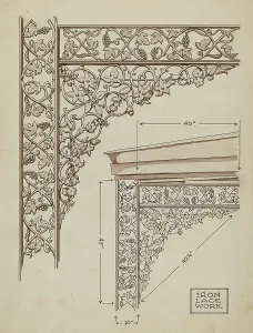Artists Notes Prints: Cast Iron Balcony Rail, c. 1936. Creator: Thomas Byrne
