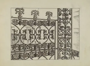 Cast Iron Balcony Rail, c. 1936. Creator: Al Curry