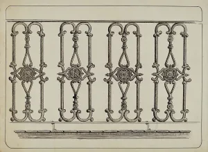 Balcony Rail Prints: Cast Iron Balcony Rail, c. 1936. Creator: Al Curry