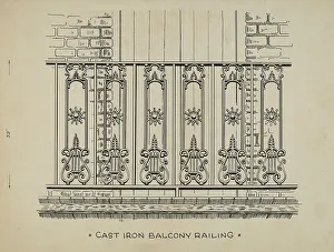 Price Ray Prints: Cast Iron Balcony Railing, c. 1936. Creator: Ray Price