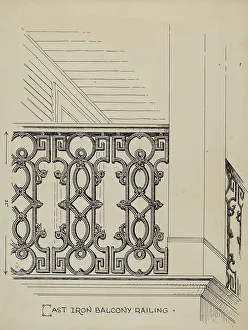 Artists Notes Prints: Cast Iron Balcony Railing, c. 1936. Creator: Thomas Byrne
